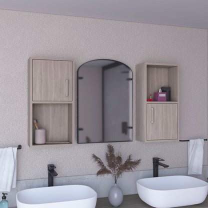 Wall Mounted Bathroom Medicine Cabinet Eak 24" H, Two Doors, Two Shelves,White Oak