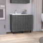 2 Freestanding Utility Base Cabinet with Stainless Steel Countertop and 2-Door, Smokey Oak