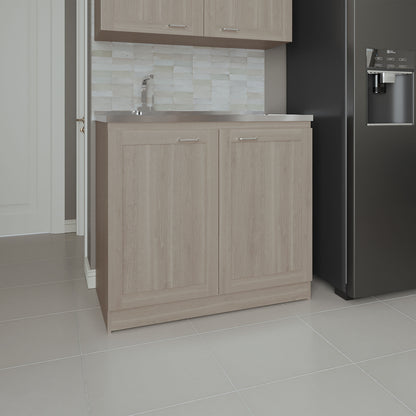 Utility Sink Cabinet 36" H, 2 Doors, 2 Shelves, White Oak - Kitchen