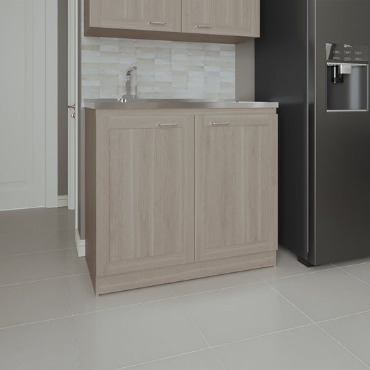 Utility Sink Cabinet 36" H, 2 Doors, 2 Shelves, White Oak - Kitchen