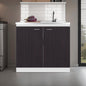 Salento Freestanding Sink, Double Door Cabinet, Two Shelves, White / Black Wengue