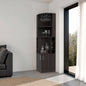 Cairo Corner Bar Cabinet with Double Door Cabinet, Glass Rack, Eight Built-in Wine Rack, Dark Walnut
