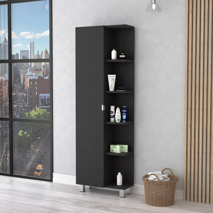 Los Angeles Linen  Cabinet, Five Shelves, One Cabinet, Divisions