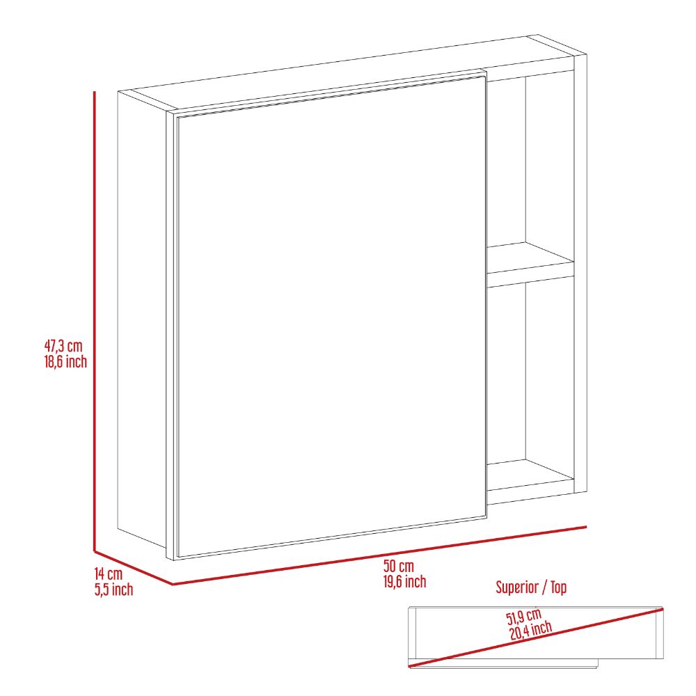 Minsk Medicine Cabinet - White, Wall Mounted Mirror Storage