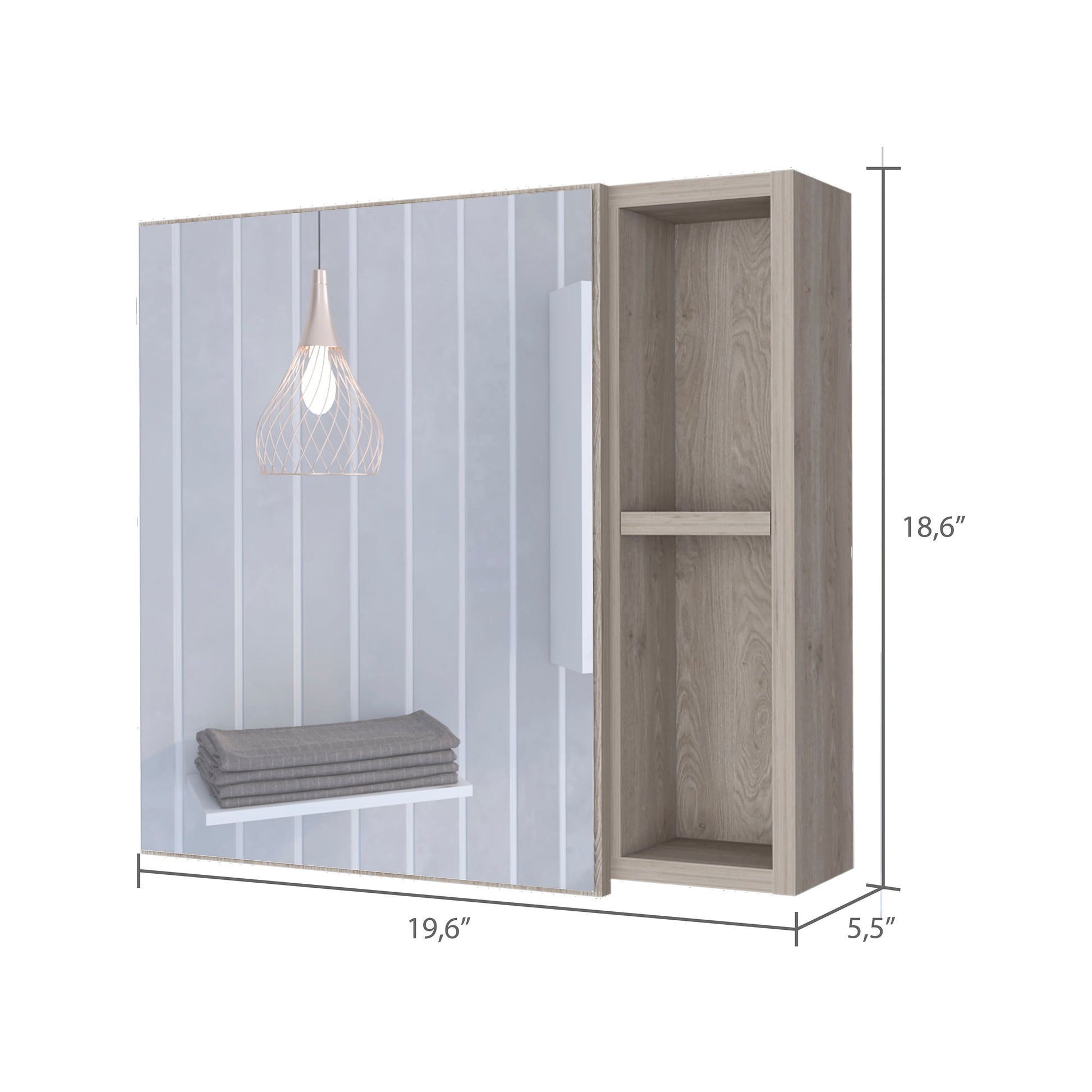Minsk Medicine Cabinet - White, Wall Mounted Mirror Storage