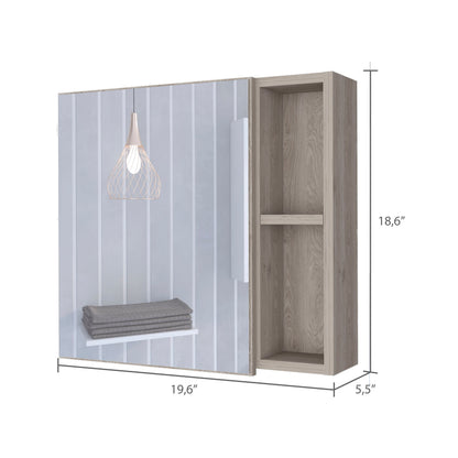 Minsk Medicine Cabinet - White, Wall Mounted Mirror Storage