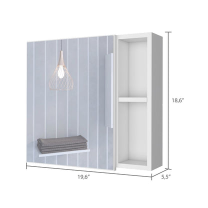 Minsk Medicine Cabinet - White, Wall Mounted Mirror Storage