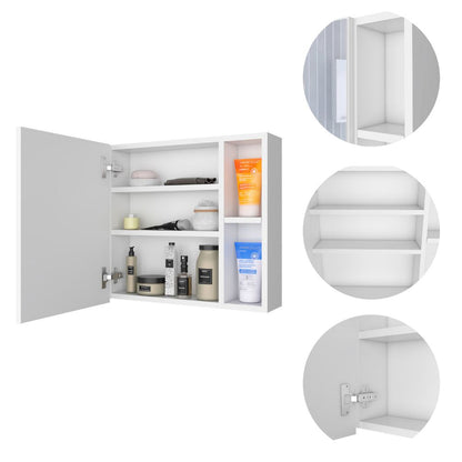 Minsk Medicine Cabinet - White, Wall Mounted Mirror Storage
