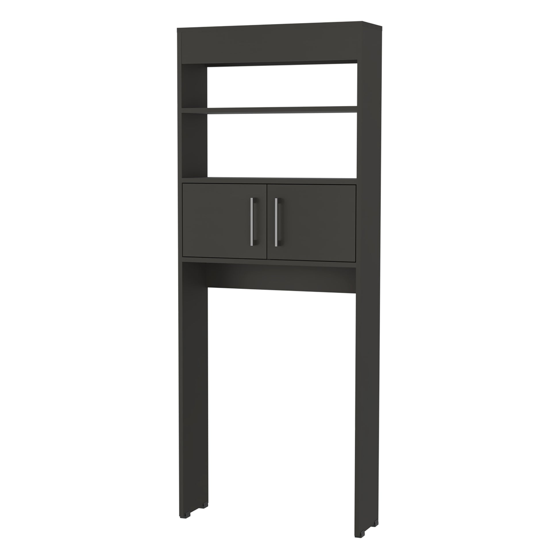 Black Over-the-Toilet Cabinet - 2 Doors, 3 Shelves for Bathroom