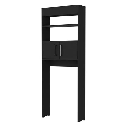 Black Over-the-Toilet Cabinet - 2 Doors, 3 Shelves for Bathroom