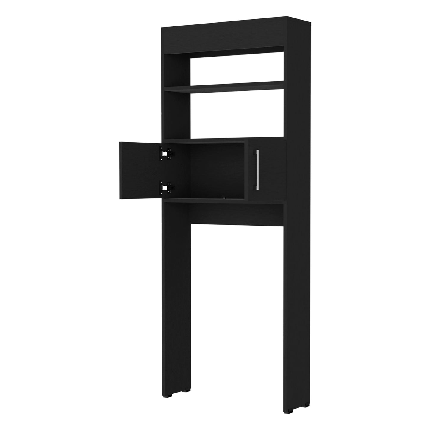 Black Over-the-Toilet Cabinet - 2 Doors, 3 Shelves for Bathroom