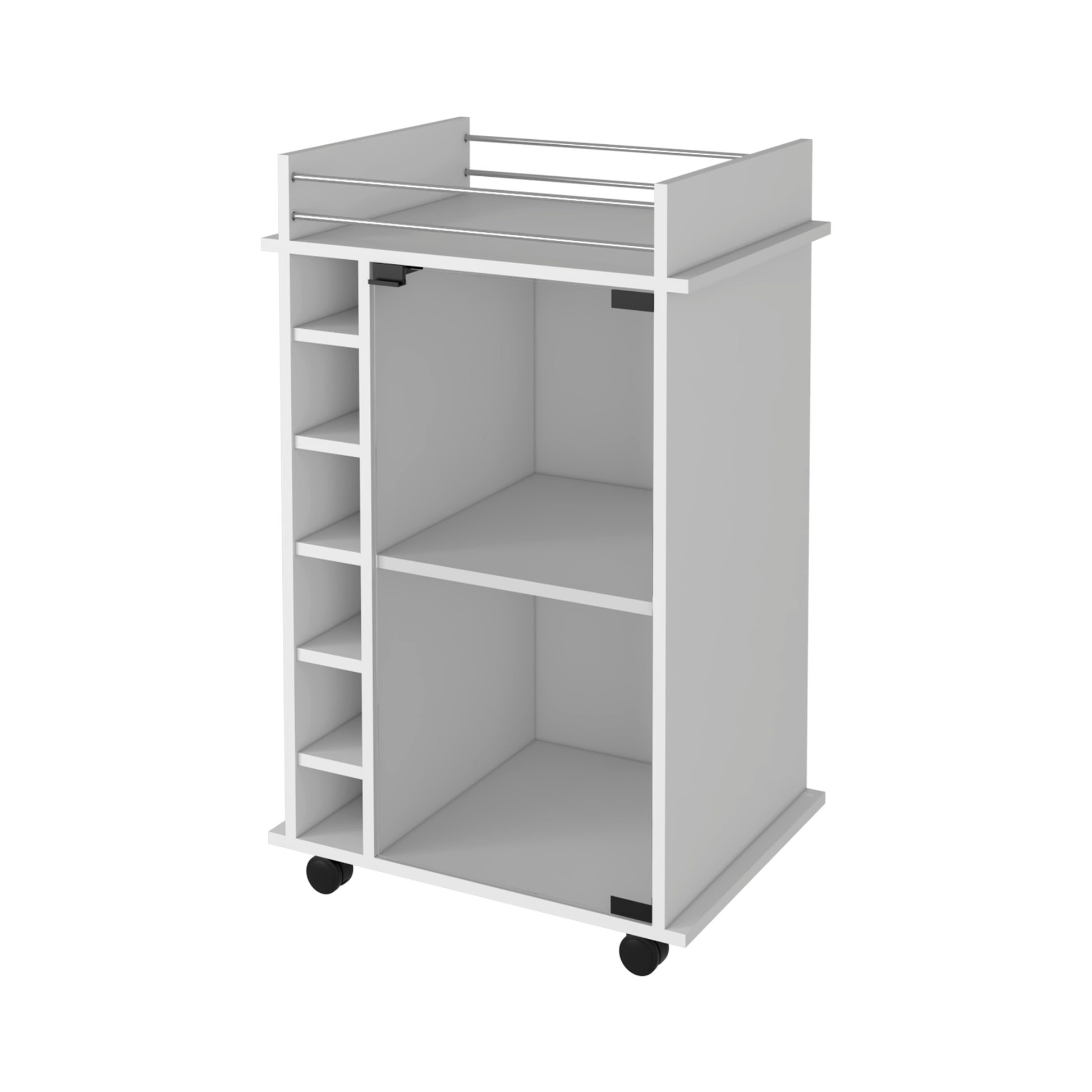 White Wine Rack Cabinet with Glass Door - 6 Cubbies