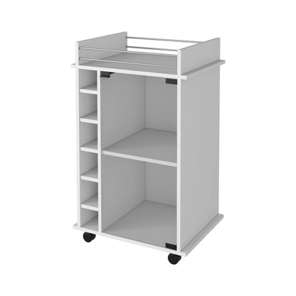 White Wine Rack Cabinet with Glass Door - 6 Cubbies
