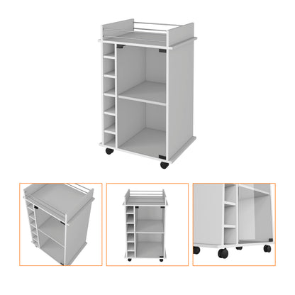 White Wine Rack Cabinet with Glass Door - 6 Cubbies