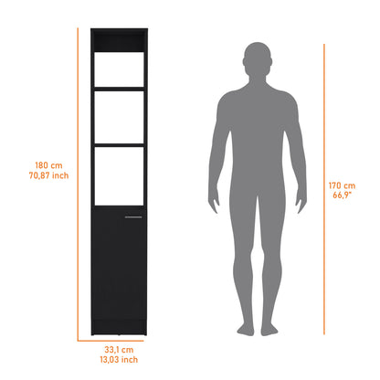 Black Bathroom Storage Cabinet with 5 Shelves