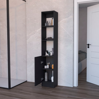 Black Bathroom Storage Cabinet with 5 Shelves
