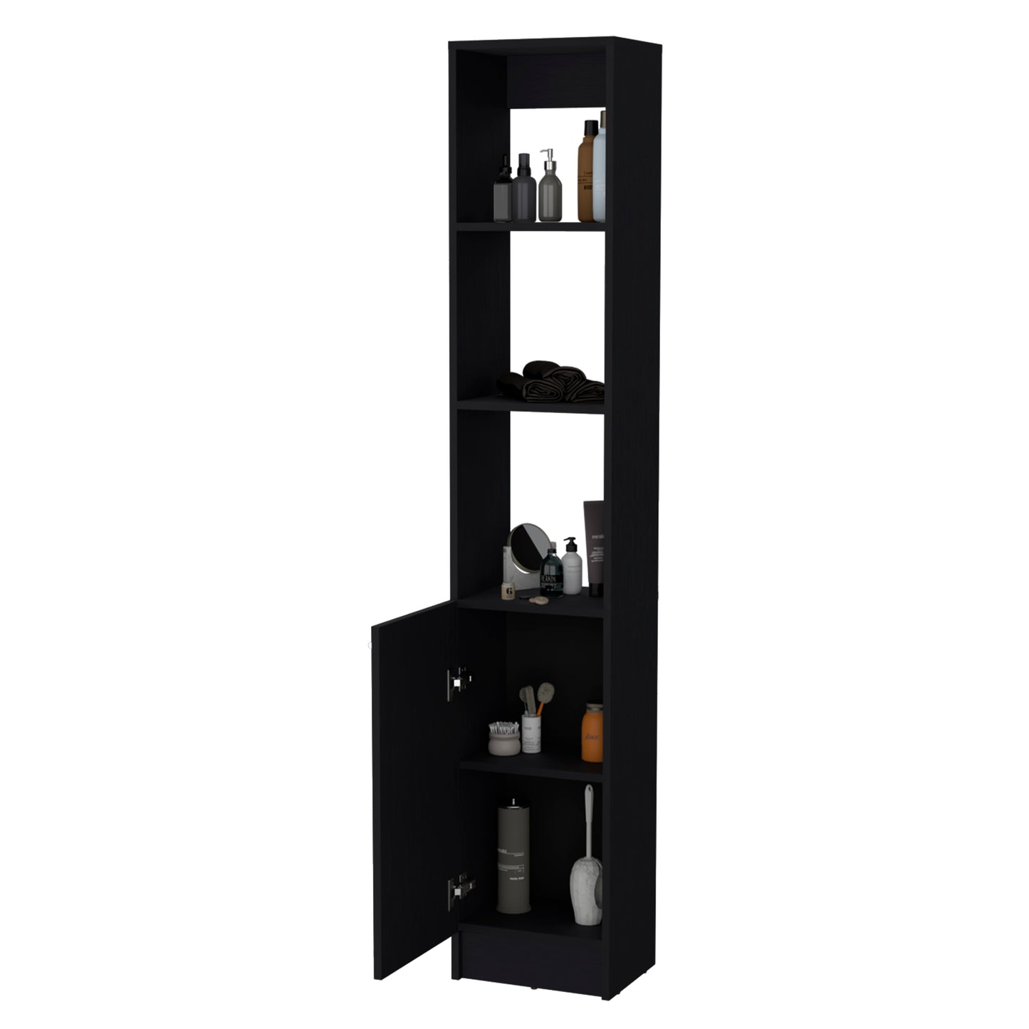 Black Bathroom Storage Cabinet with 5 Shelves