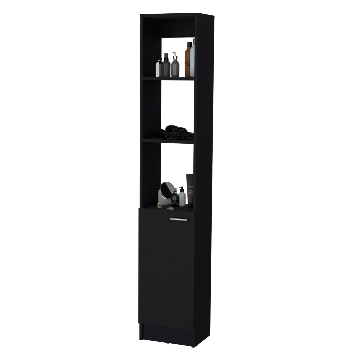 Black Bathroom Storage Cabinet with 5 Shelves