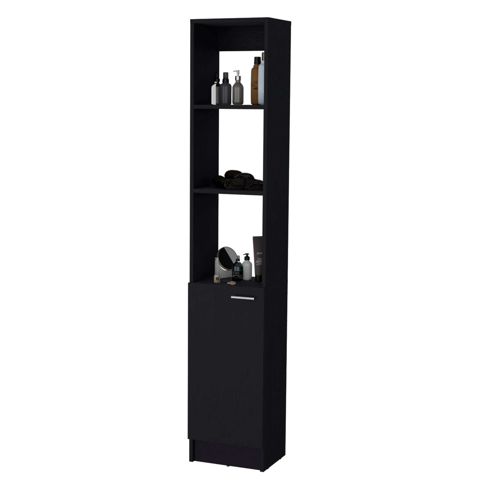 Black Bathroom Storage Cabinet with 5 Shelves