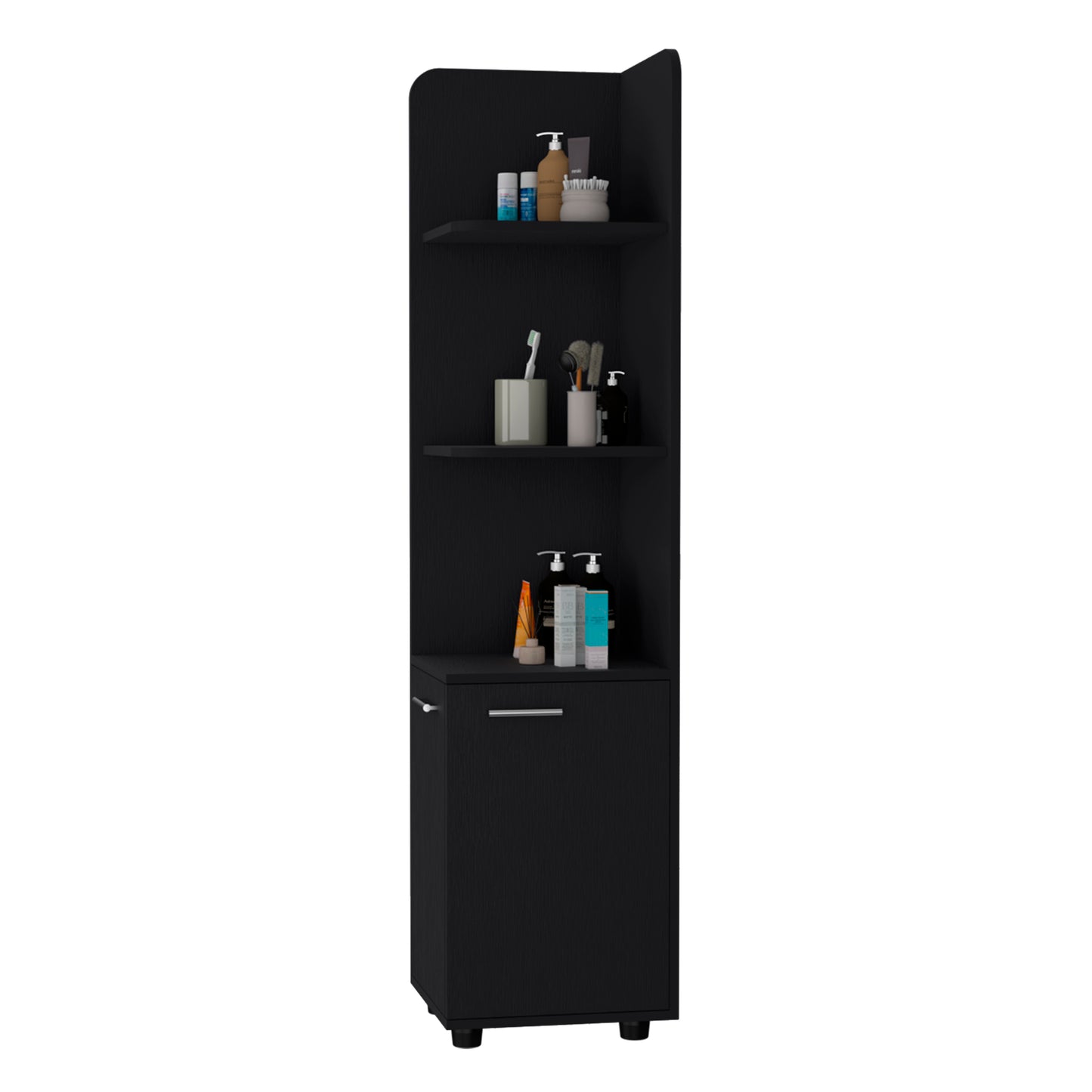 Black Melamine Freestanding Bathroom Cabinet with Legs