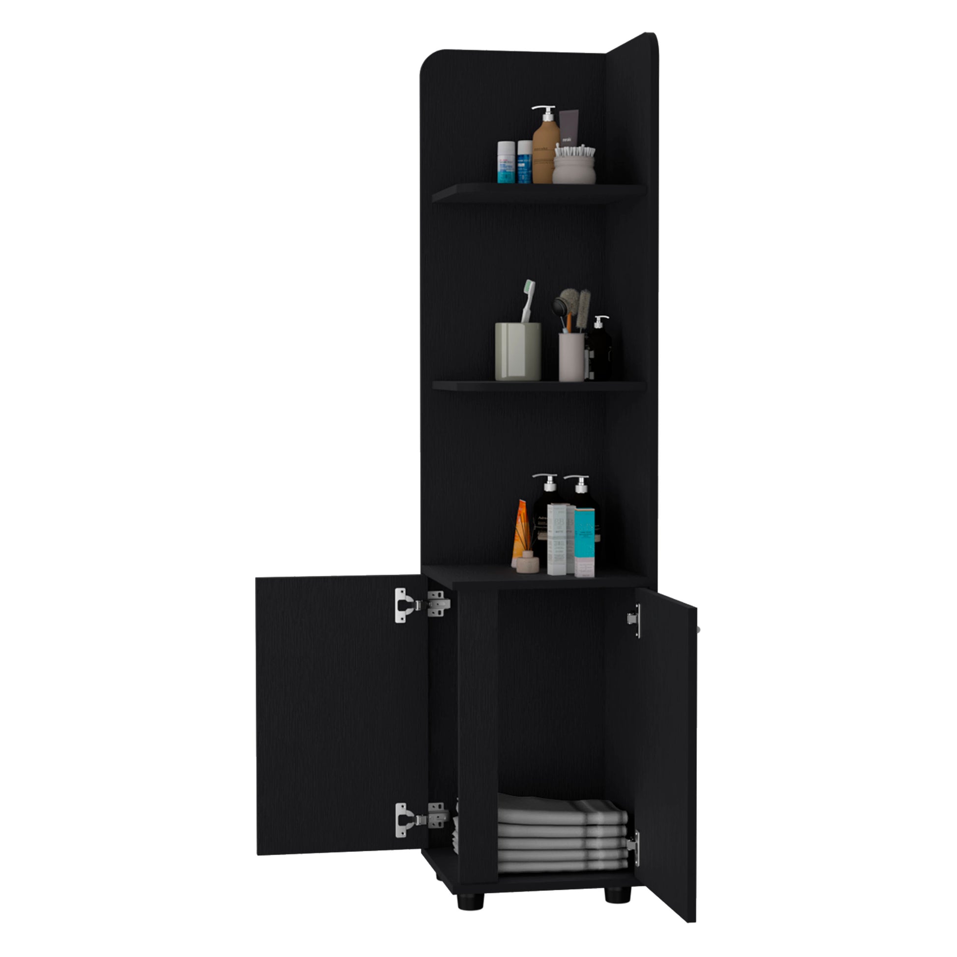 Black Melamine Freestanding Bathroom Cabinet with Legs