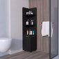 Sunriver Corner Shelf with Cabinet, 3-Tier Shelf, Metal Handles