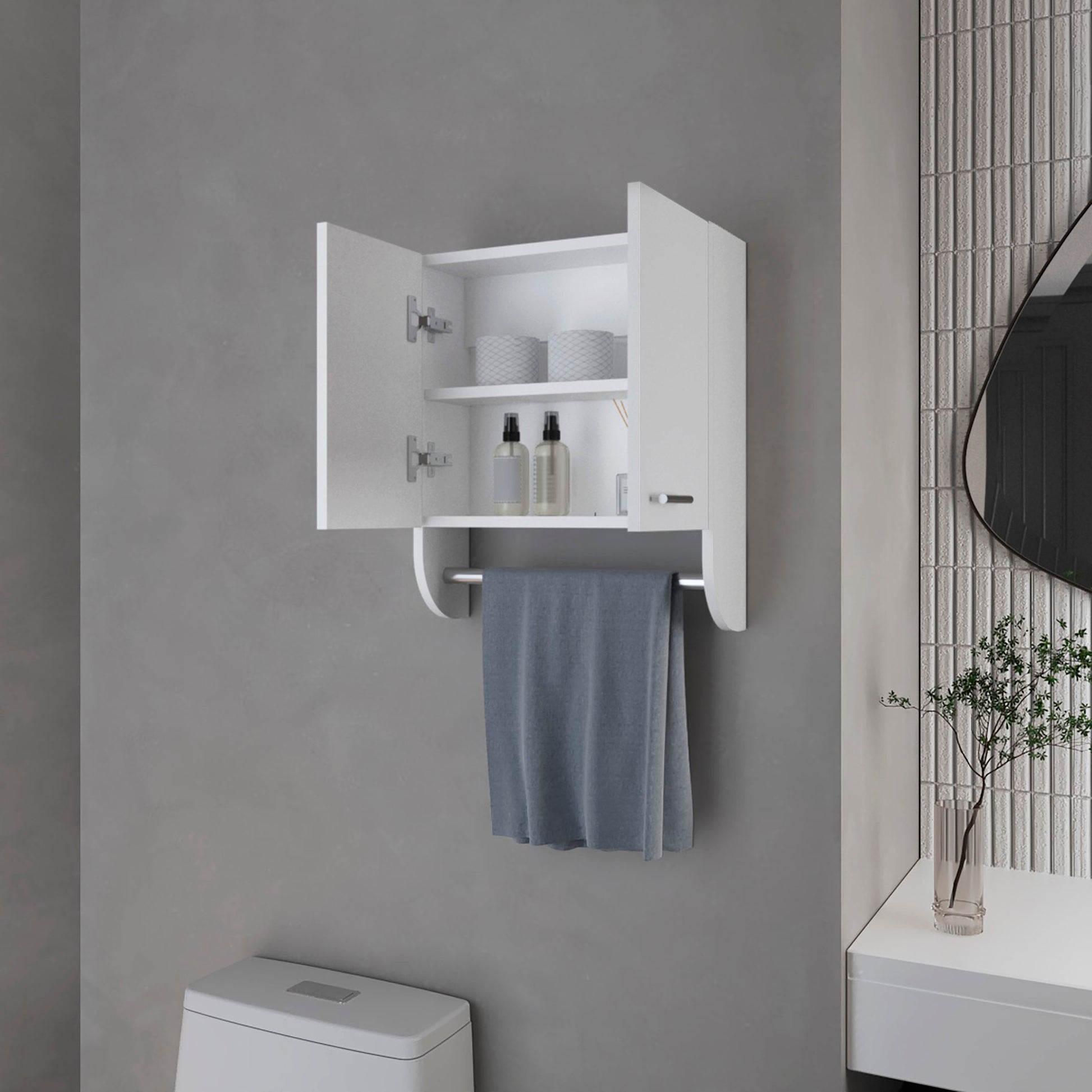 Small White Bathroom Medicine Cabinet with 2 Doors