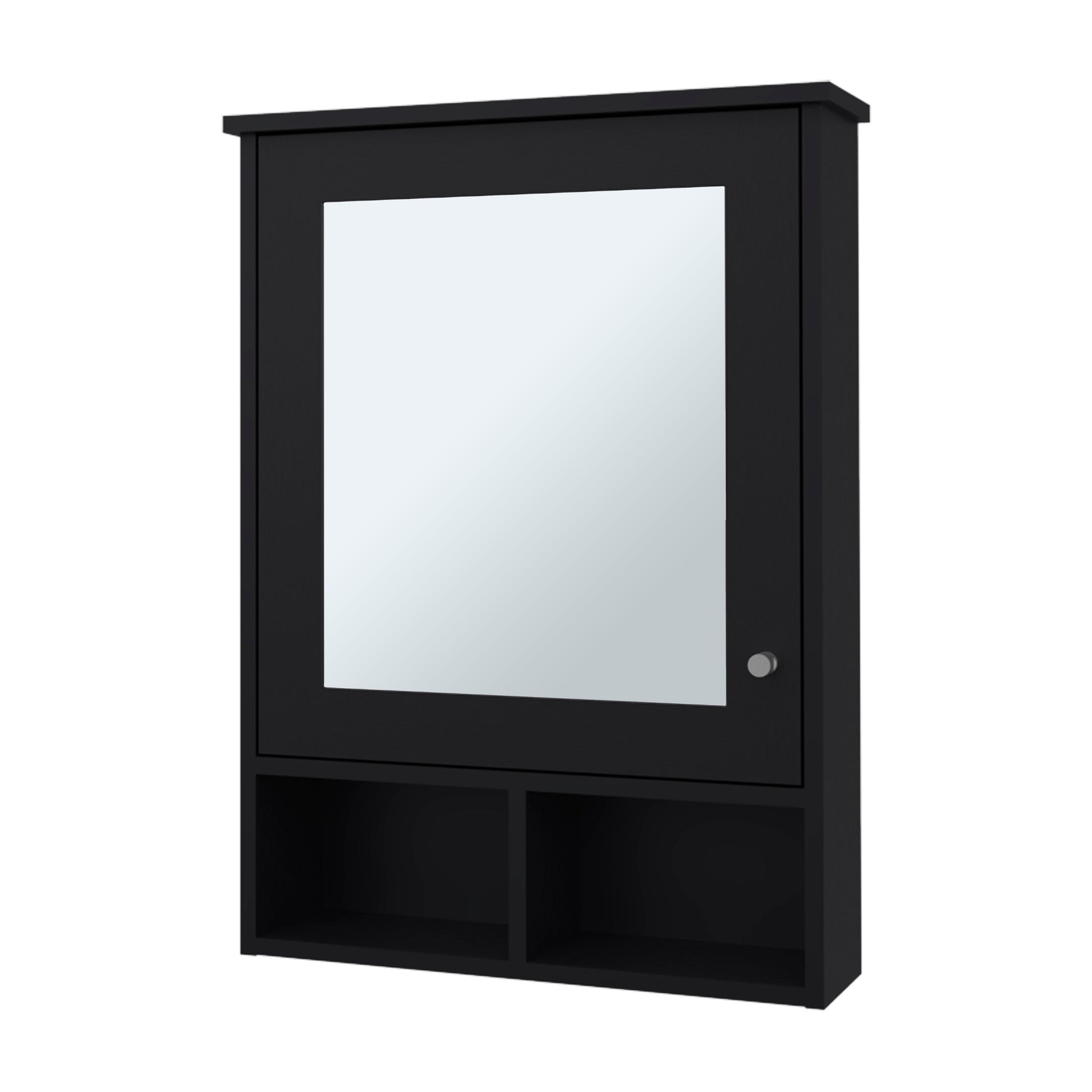 Black Bathroom Medicine Cabinet with Mirror - 1 Drawer