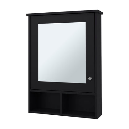 Black Bathroom Medicine Cabinet with Mirror - 1 Drawer