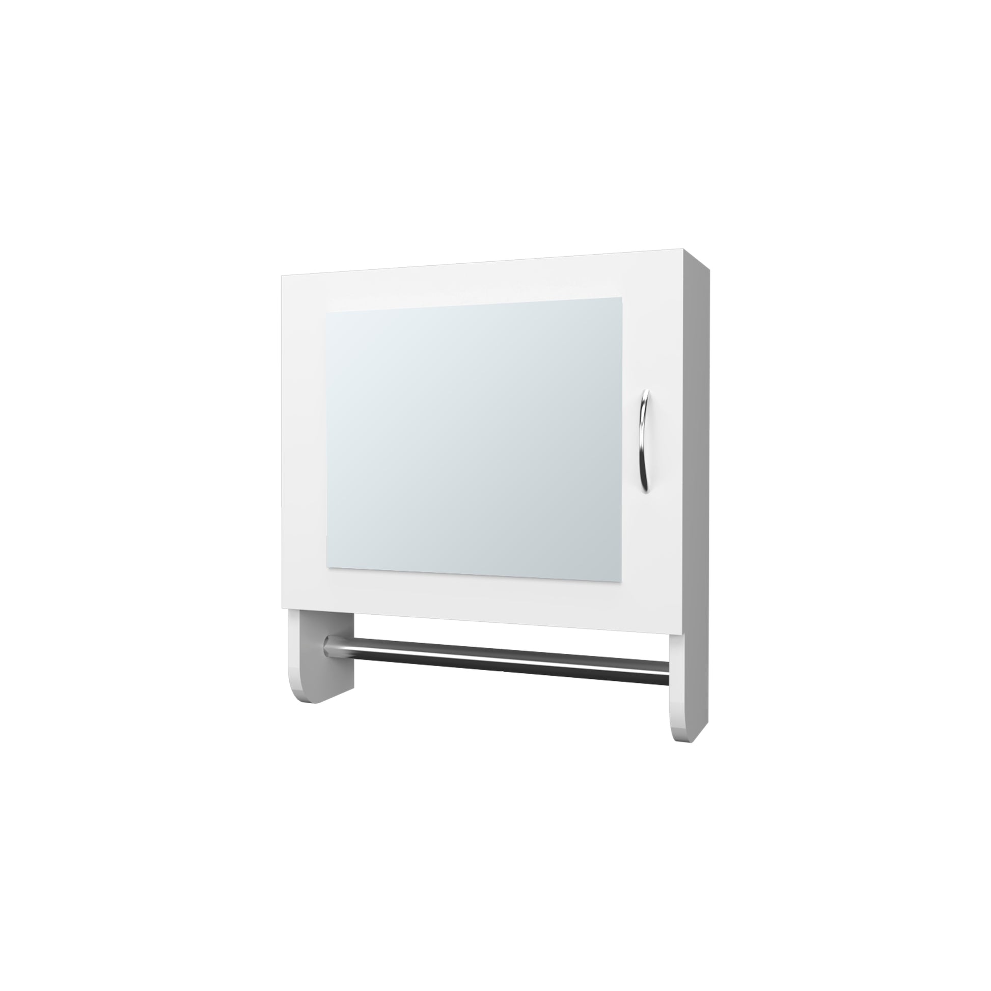 Wall Mounted White Medicine Cabinet with Mirror & Towel Bar for Bathroom