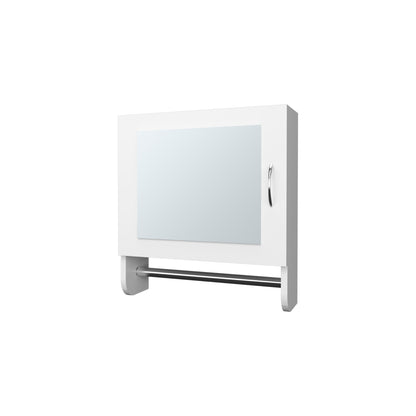 Wall Mounted White Medicine Cabinet with Mirror & Towel Bar for Bathroom