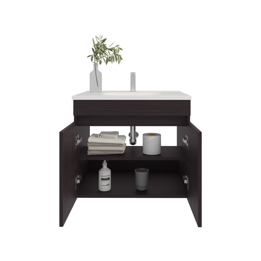 Wenge Bathroom Vanity with 2 Doors - 19.7" Storage