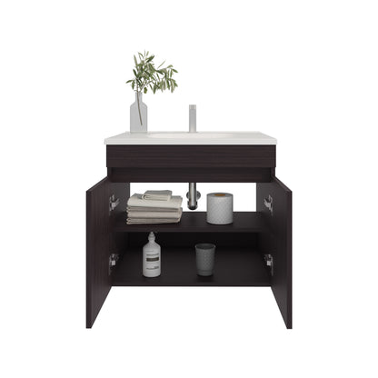 Wenge Bathroom Vanity with 2 Doors - 19.7" Storage