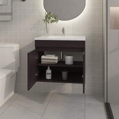 Wenge Bathroom Vanity with 2 Doors - 19.7" Storage