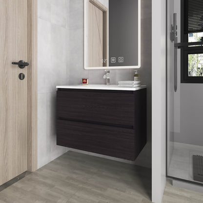 Smoot Floating Vanity with Two Drawers and Sink, Wengue