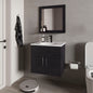 Slater Floating Bathroom Vanity Set with Sink, Two-Door Cabinet, and Mirror,Wengue