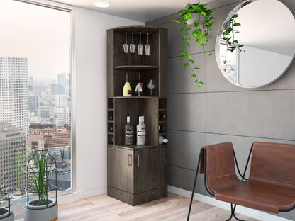 Seattle Bar Cabinet, Eight Bottle Cubbies, Two Large Open Shelves