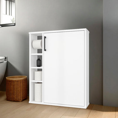 Yoder, Bathroom Cabinet, 4 Open Shelves, 1 Door, White