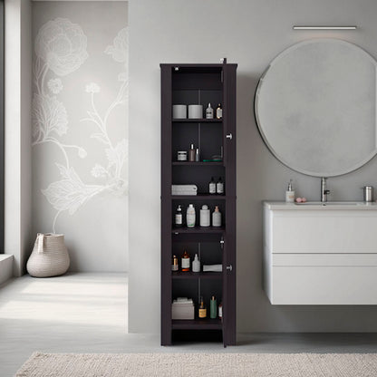 Wenge Bathroom Storage Cabinet - Tall Organizer with Melamine Filler