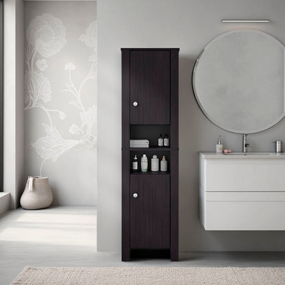 FM FURNITURE  Catalina Tall Stylish Cabinet, Bathroom Organizer with Closed Compartments and Daily Use Areas, Wenge