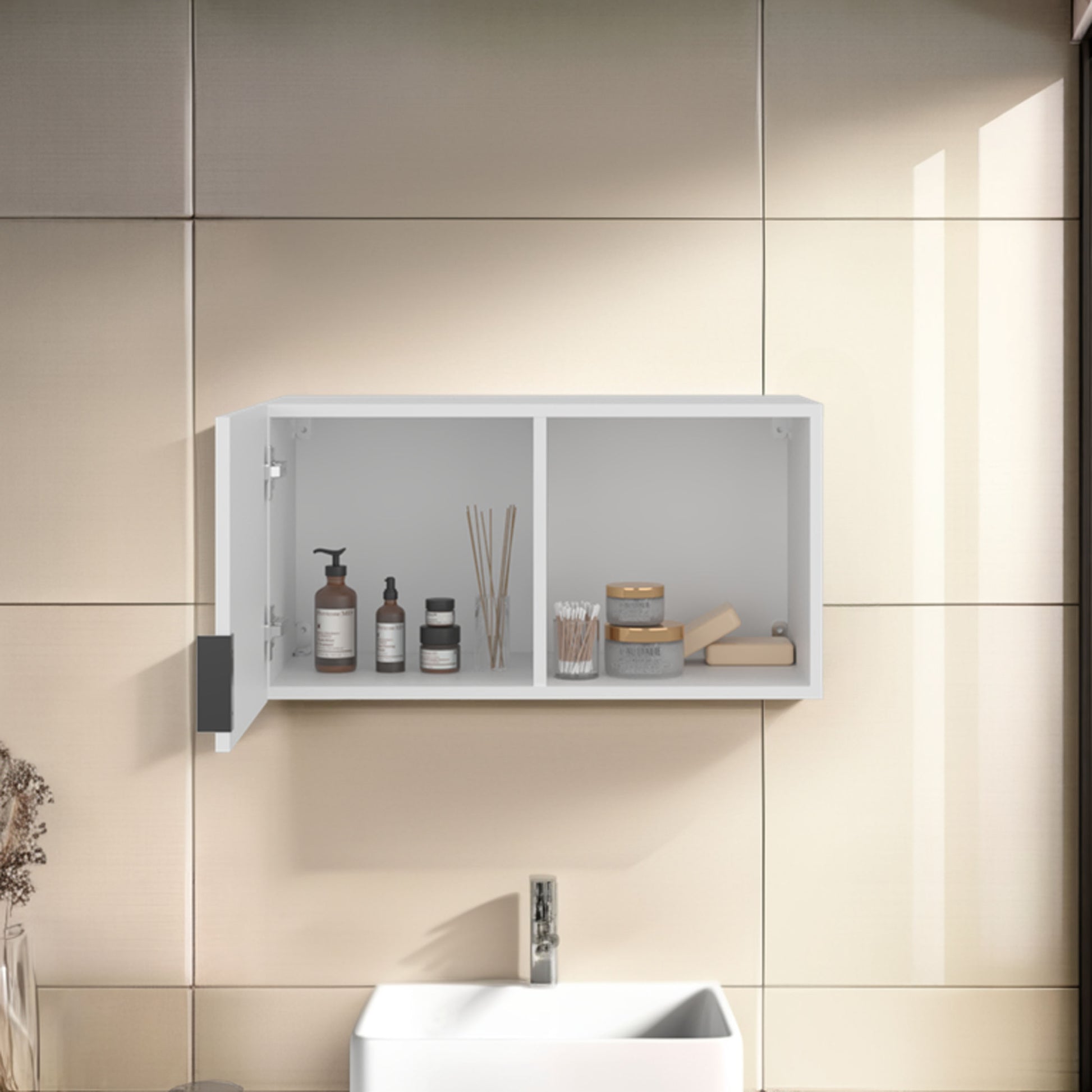 White Wall Mounted Bathroom Storage Cabinet