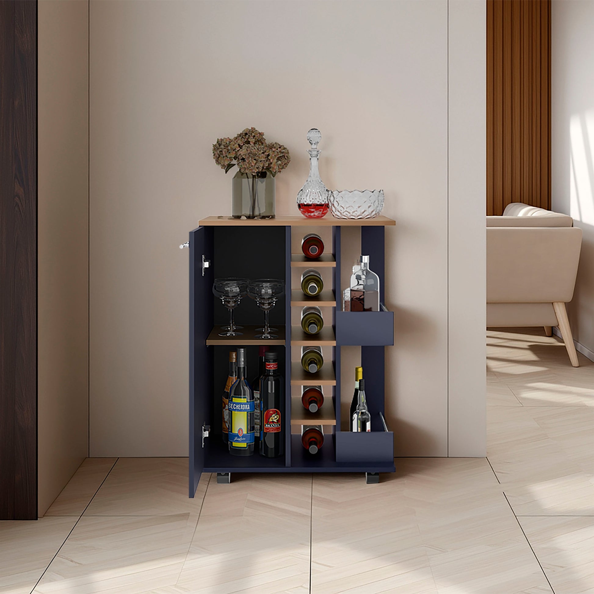 Multicolor Wine Rack with Shelves - Kitchen Storage
