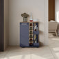 Carefree bar cabinet, bottle racks, double side shelves, modern design in Kronos Ash and Kronos Blue.