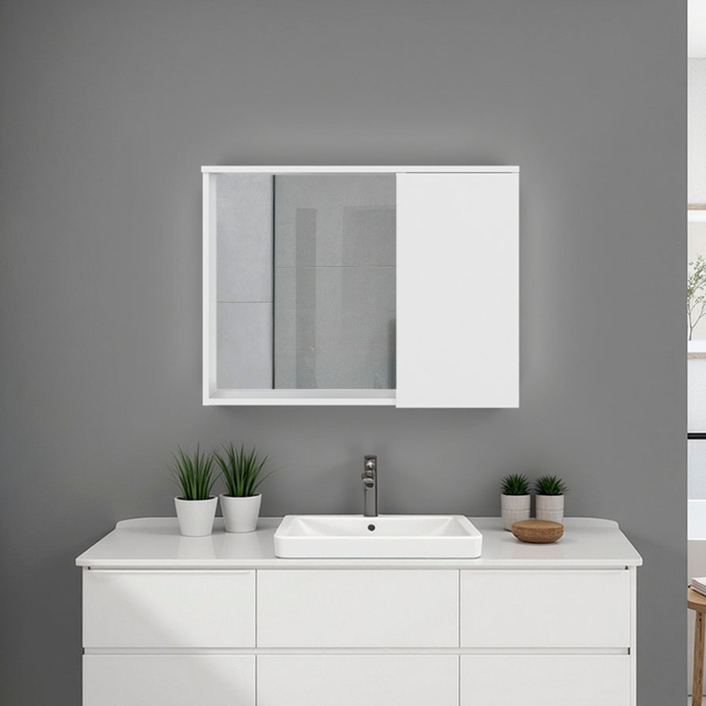 Milan Wall Medicine Cabinet, White