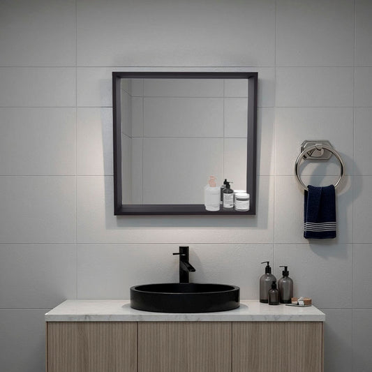FM FURNITURE Porta Wall Mounted Bathroom Mirror Cabinet with Storage, Wenge