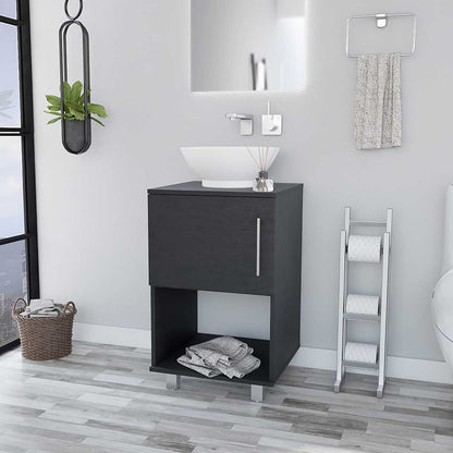 Malibu Single Bathroom Vanity, Single Door Cabinet, One Open Shelf