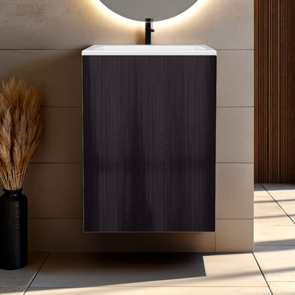 Siena Compact Vanity Cabinet, Single Door, Two Open Side Shelves, Space-Saving Design, Melamine,Bathroom Storage Unit