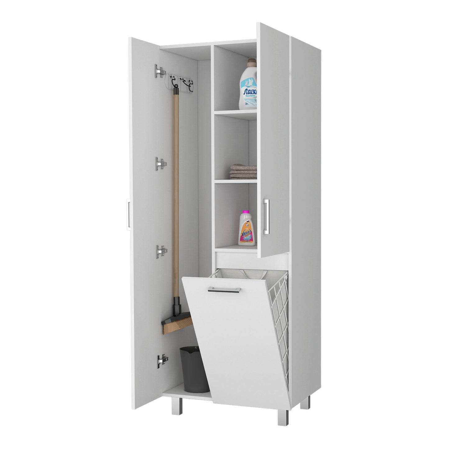 White Bathroom Storage Cabinet with 2 Doors & Drawer