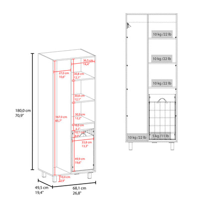 White Bathroom Storage Cabinet with 2 Doors & Drawer
