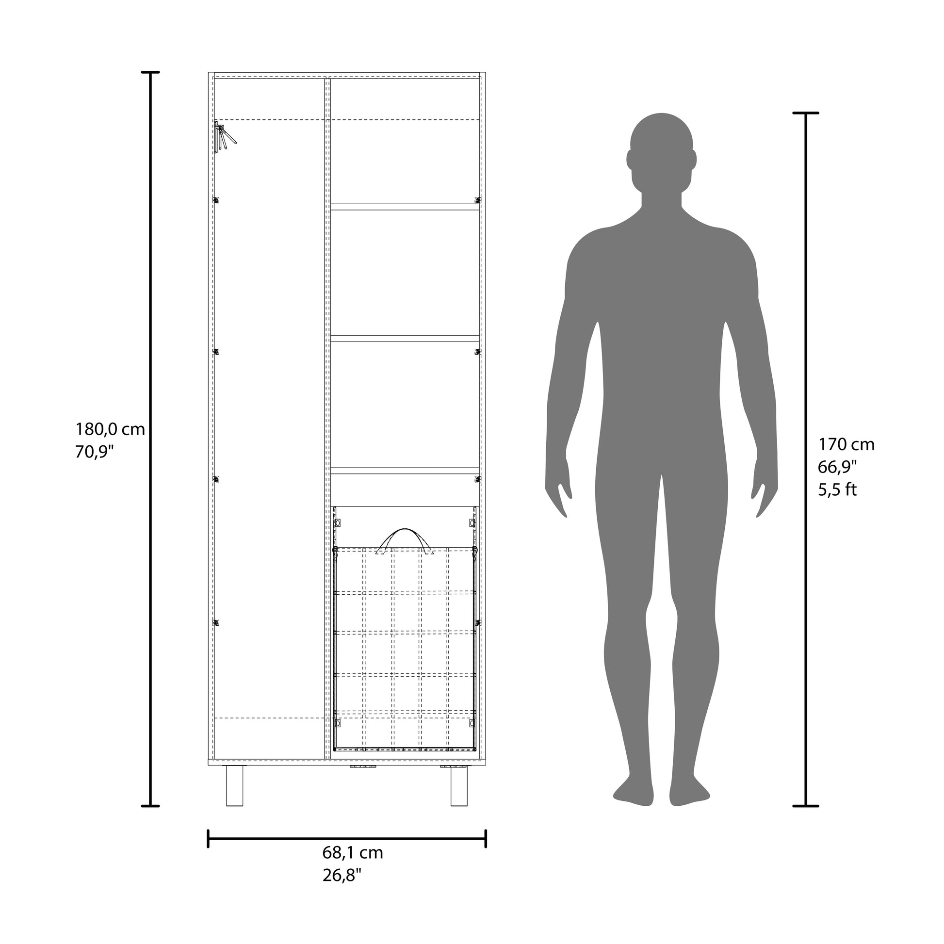 White Bathroom Storage Cabinet with 2 Doors & Drawer